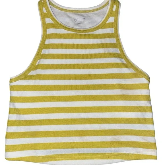 NWOT OFFLINE By Aerie THUMBS UP Heavyweight Cropped Tank Top Yellow Gold White - Picture 2 of 5